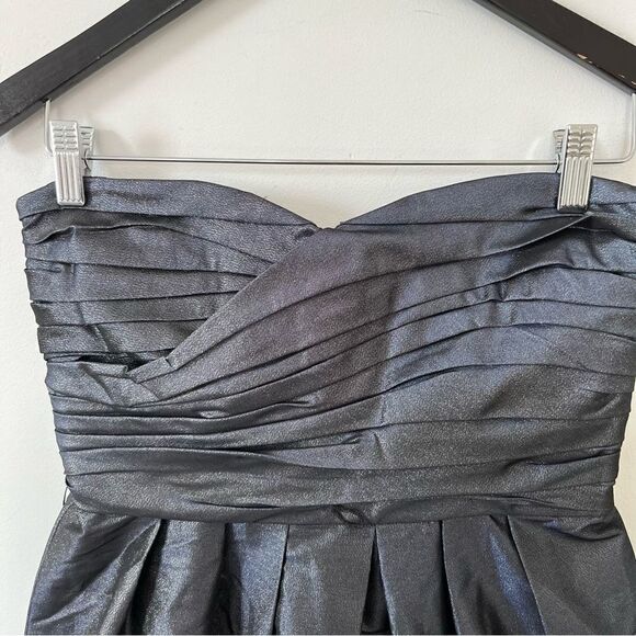 Calvin Klein Navy Gold Shimmer Sweetheart Neckline Bubble Skirt Mini Dress - Picture 3 of 8